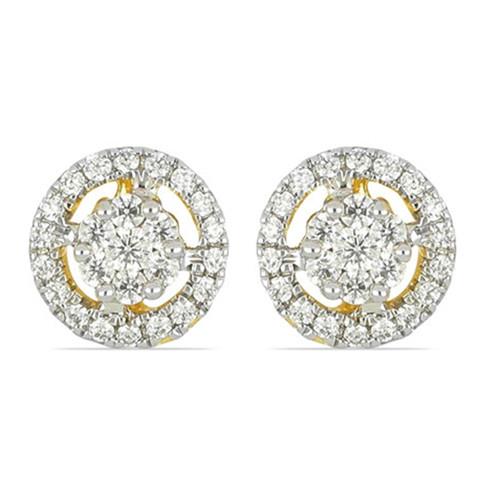 BUY 14K GOLD REAL WHITE DIAMOND GEMSTONE HALO EARRINGS